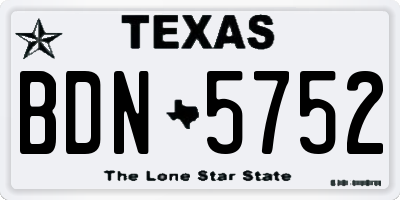 TX license plate BDN5752