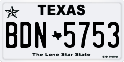 TX license plate BDN5753