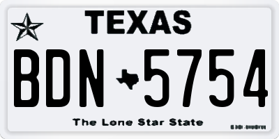 TX license plate BDN5754