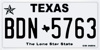 TX license plate BDN5763