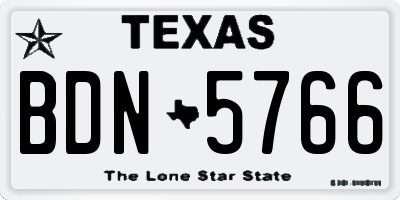TX license plate BDN5766