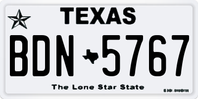 TX license plate BDN5767