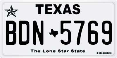 TX license plate BDN5769