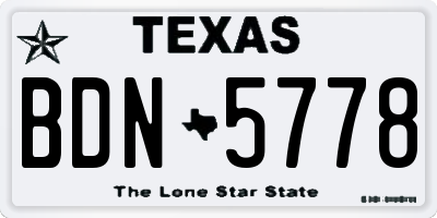 TX license plate BDN5778