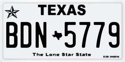 TX license plate BDN5779
