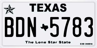 TX license plate BDN5783