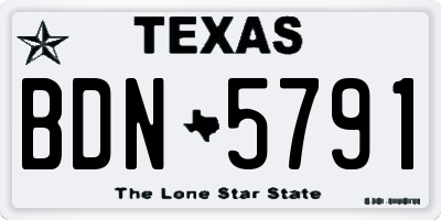 TX license plate BDN5791