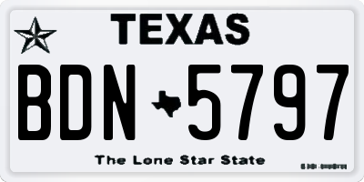 TX license plate BDN5797