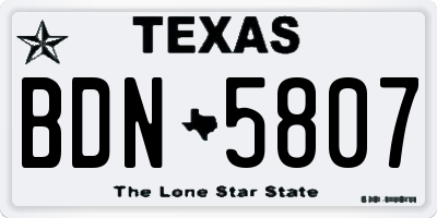 TX license plate BDN5807