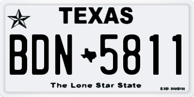 TX license plate BDN5811