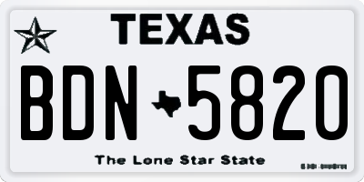 TX license plate BDN5820
