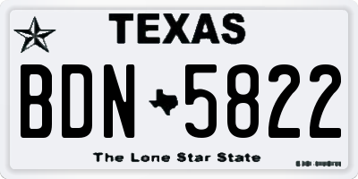 TX license plate BDN5822