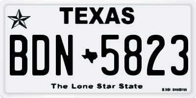 TX license plate BDN5823