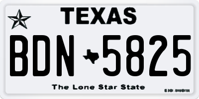 TX license plate BDN5825