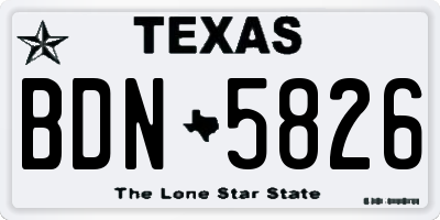 TX license plate BDN5826