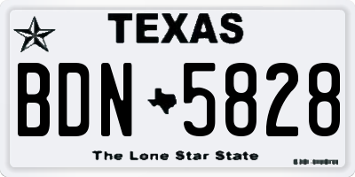 TX license plate BDN5828