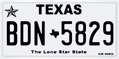TX license plate BDN5829