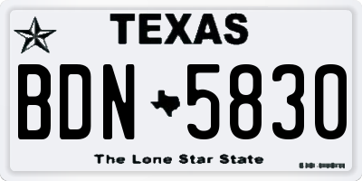 TX license plate BDN5830