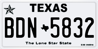 TX license plate BDN5832