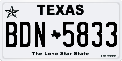 TX license plate BDN5833