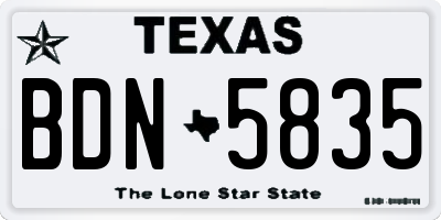 TX license plate BDN5835