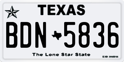 TX license plate BDN5836