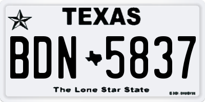 TX license plate BDN5837