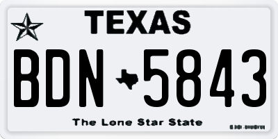 TX license plate BDN5843