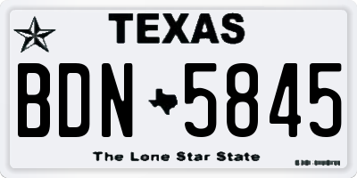 TX license plate BDN5845