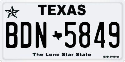 TX license plate BDN5849