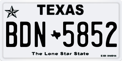 TX license plate BDN5852