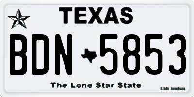 TX license plate BDN5853