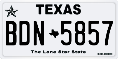 TX license plate BDN5857