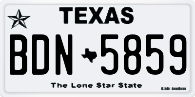 TX license plate BDN5859