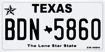 TX license plate BDN5860