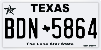 TX license plate BDN5864