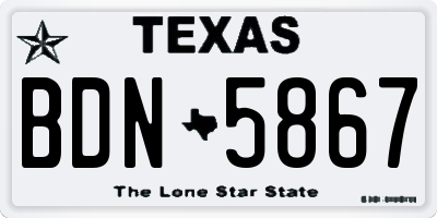 TX license plate BDN5867
