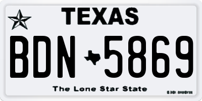 TX license plate BDN5869