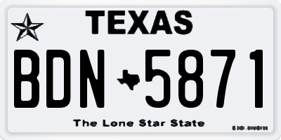 TX license plate BDN5871