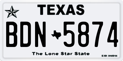 TX license plate BDN5874