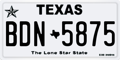 TX license plate BDN5875