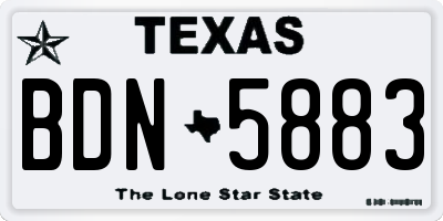 TX license plate BDN5883