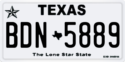 TX license plate BDN5889