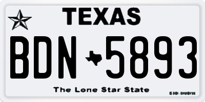 TX license plate BDN5893