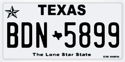 TX license plate BDN5899