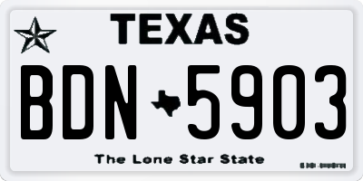 TX license plate BDN5903