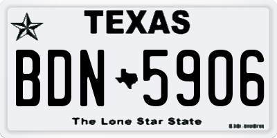 TX license plate BDN5906