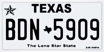 TX license plate BDN5909