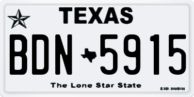 TX license plate BDN5915