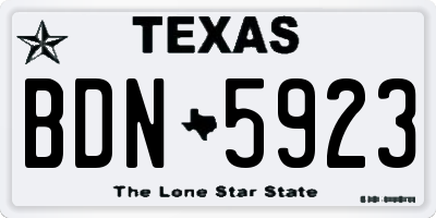 TX license plate BDN5923